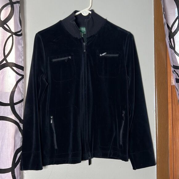 Lauren Ralph Lauren Velour full zip jacket, size medium - Picture 3 of 8